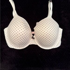 Victoria's Secret White Bra with Black Polka Dots